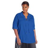 Calvin Klein Women's Lace Up Top with Collar