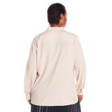 Calvin Klein Women's Lace Up Top with Collar