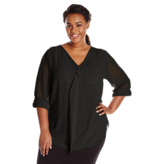 Calvin Klein Women's Plus Size Modern Essential Ruffle Front Blouse