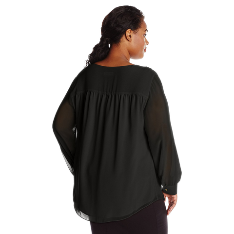 Calvin Klein Women's Plus Size Modern Essential Ruffle Front Blouse