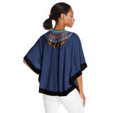NY Collection Women's Elbow Length Scoop Neck Poncho with Crochet At Back