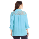 Sag Harbor Women's Plus Size Crochet Yoke Shirt